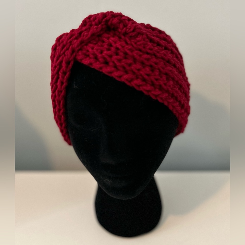 Elegant Cranberry Twist Ear Warmer Headband